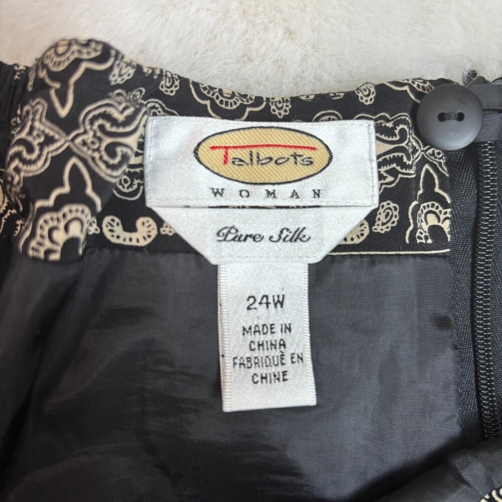 Talbots Maxi Skirt 24W Faux-Wrap Black 100% Silk Women's - Picture 8 of 9